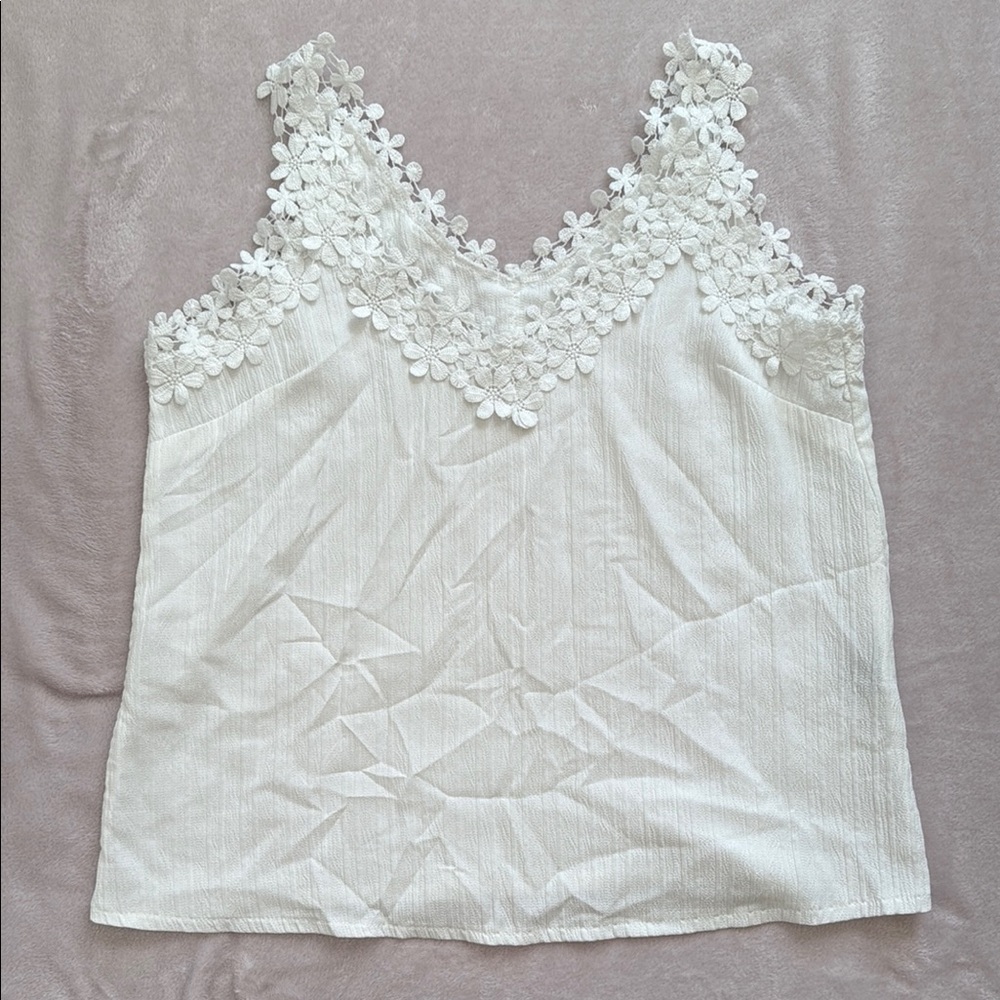 SHEIN White Floral Lace Camisole